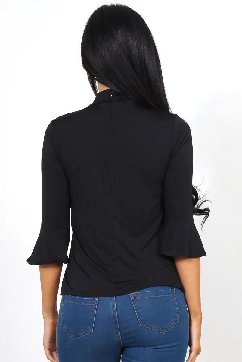 Nessa Black Bell Sleeve Top