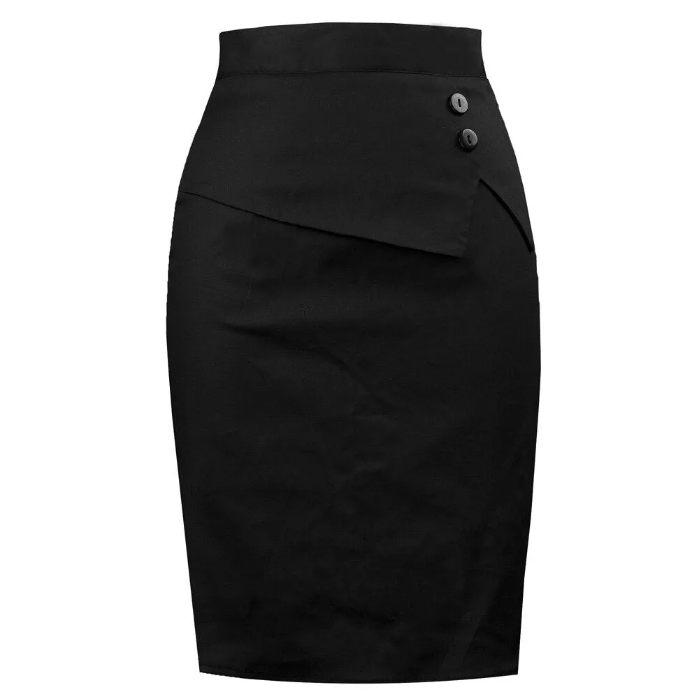 Office Ladies Black Skirt Chic Slim Fit High Waist Bandage Skater Women Summer Hippie Bodycon Knee Length Korean Short Skirts