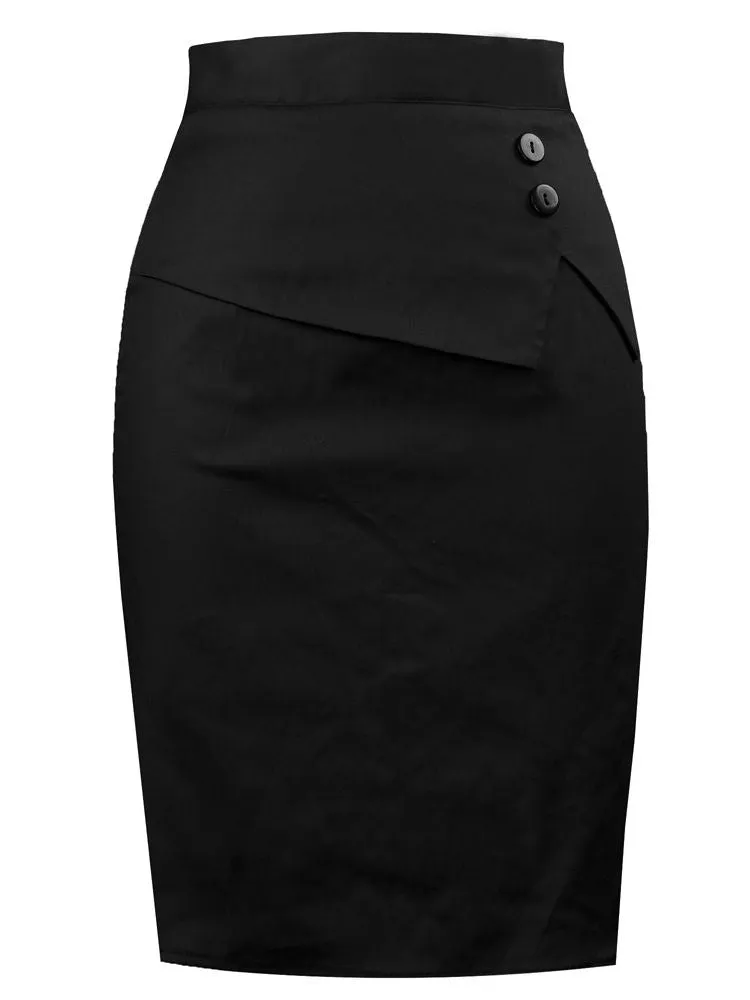 Office Ladies Black Skirt Chic Slim Fit High Waist Bandage Skater Women Summer Hippie Bodycon Knee Length Korean Short Skirts