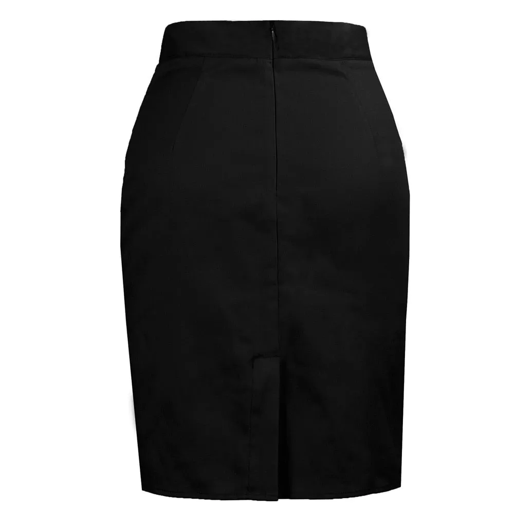 Office Ladies Black Skirt Chic Slim Fit High Waist Bandage Skater Women Summer Hippie Bodycon Knee Length Korean Short Skirts