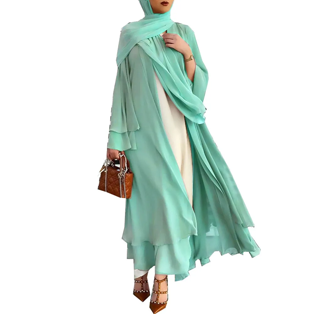 Open Abaya Muslim Dress Clothes Women