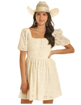 Panhandle Slim Womens White Smocked Dress