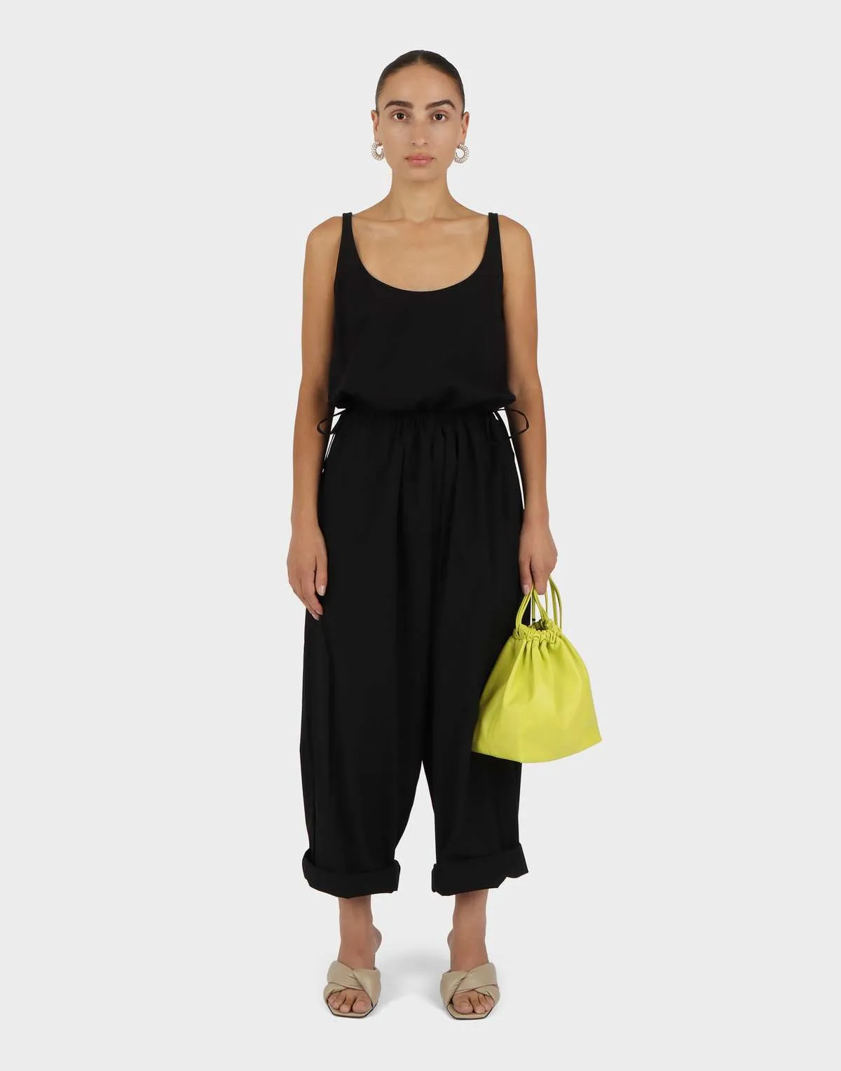 Parchment Poplin Balloon Pant - Black