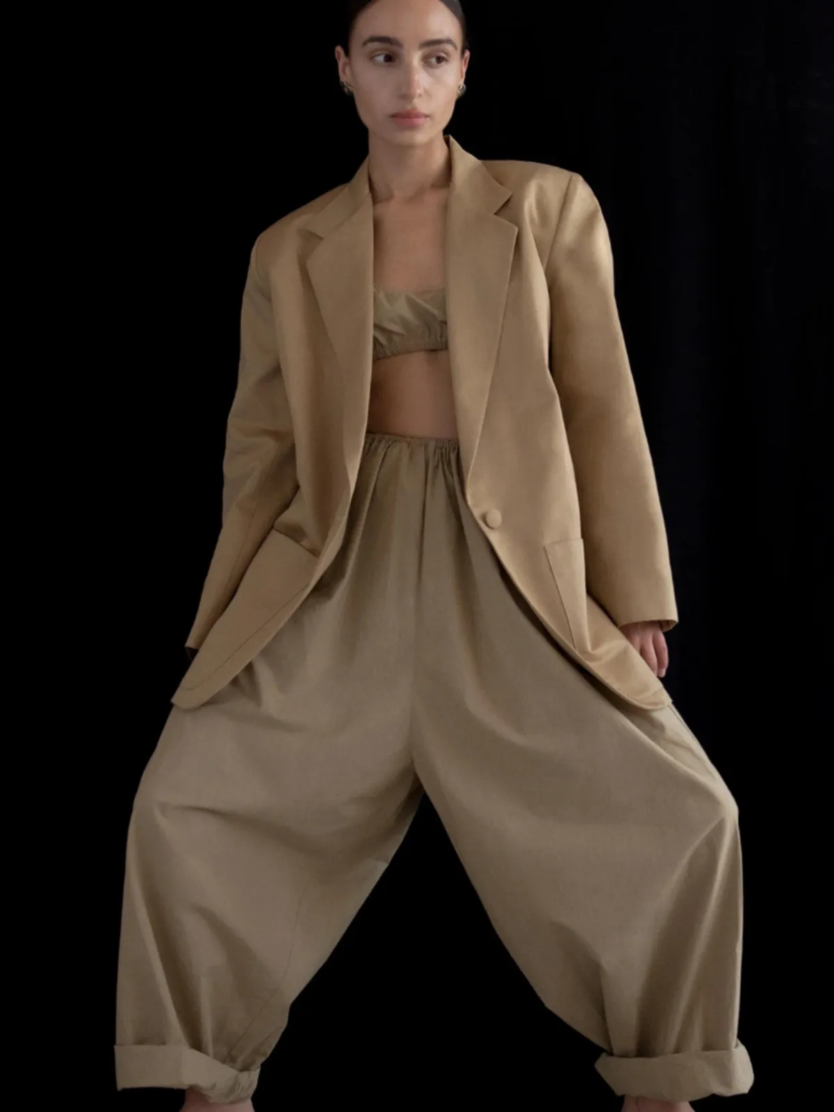 Parchment Poplin Balloon Pant - Khaki