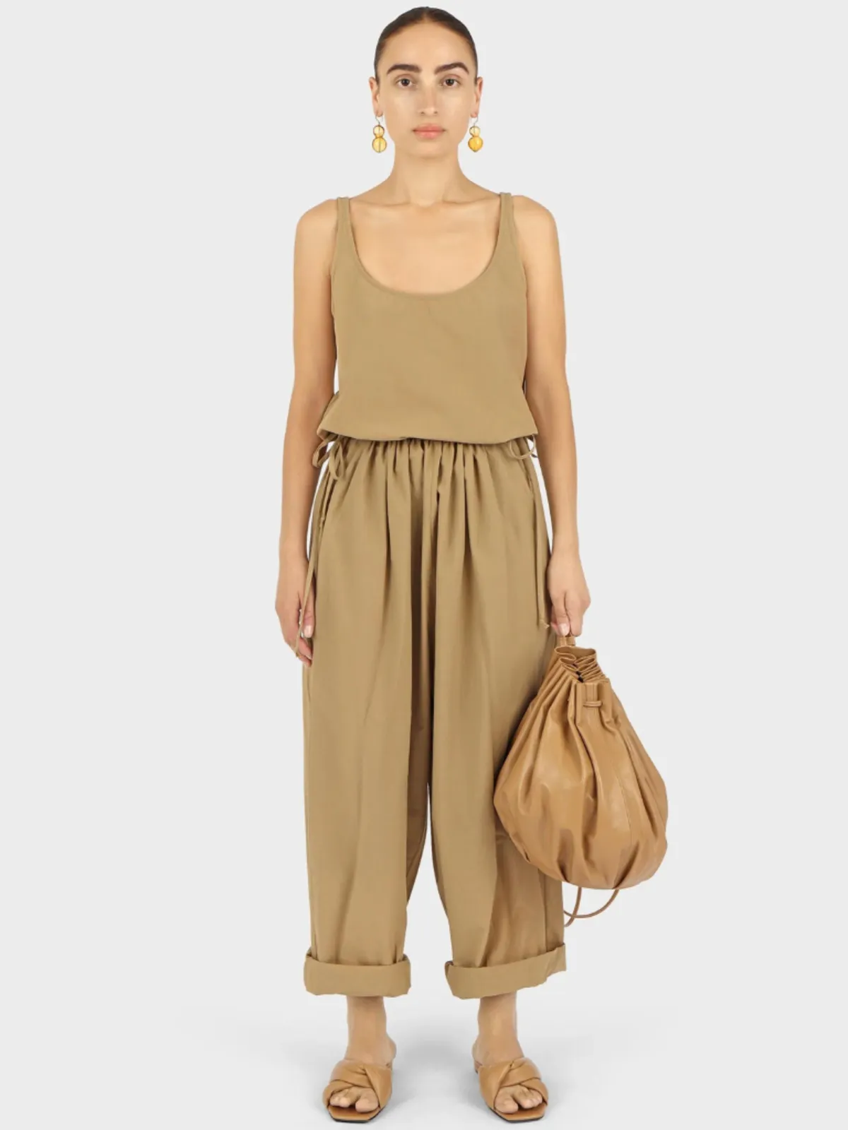 Parchment Poplin Balloon Pant - Khaki