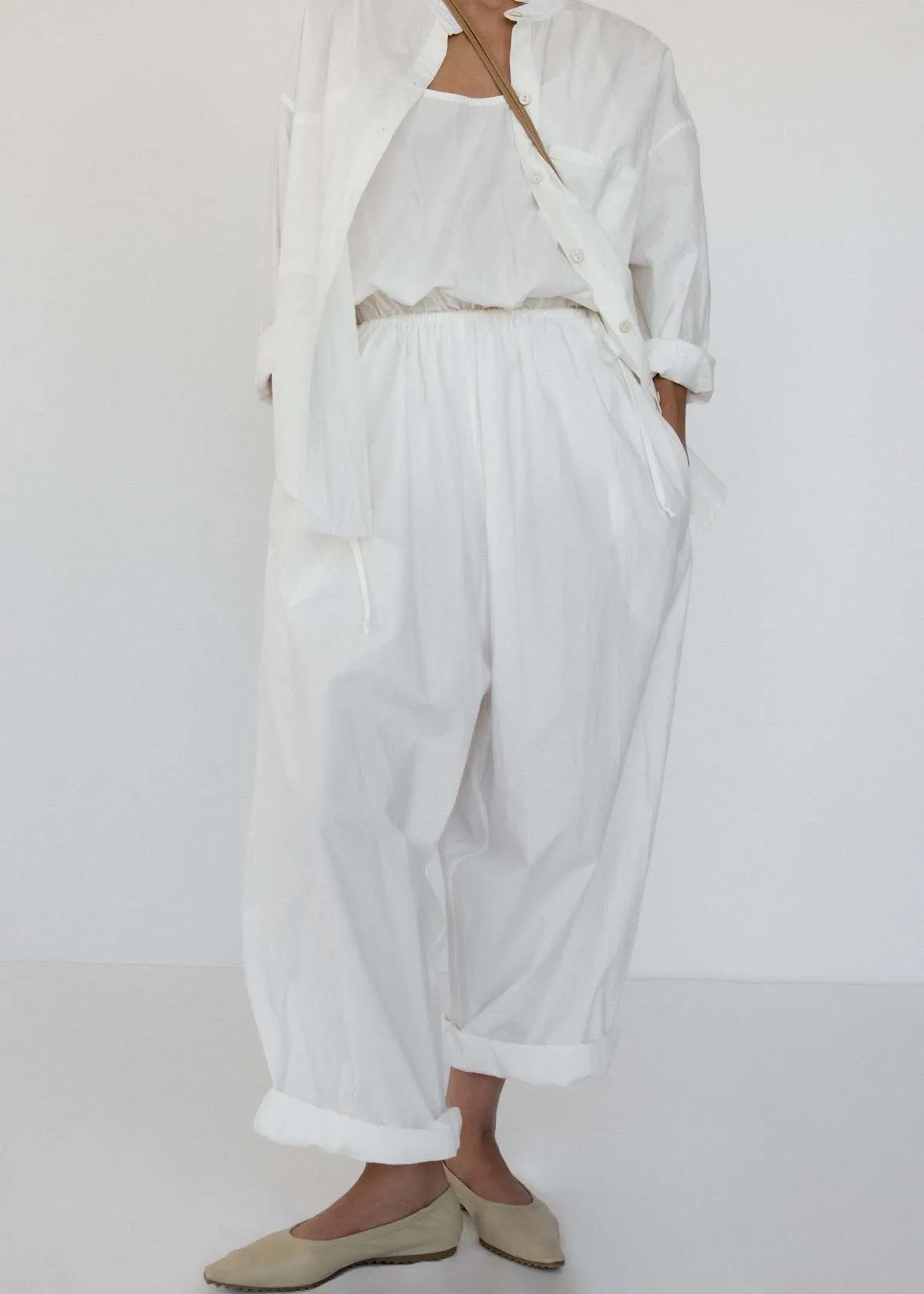 Parchment Poplin Balloon Pant - Off White