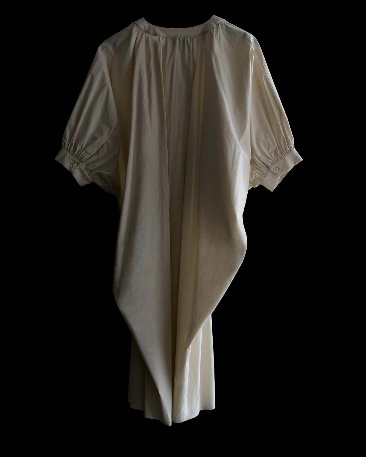 Parchment Poplin Button Front Kaftan - Eggshell