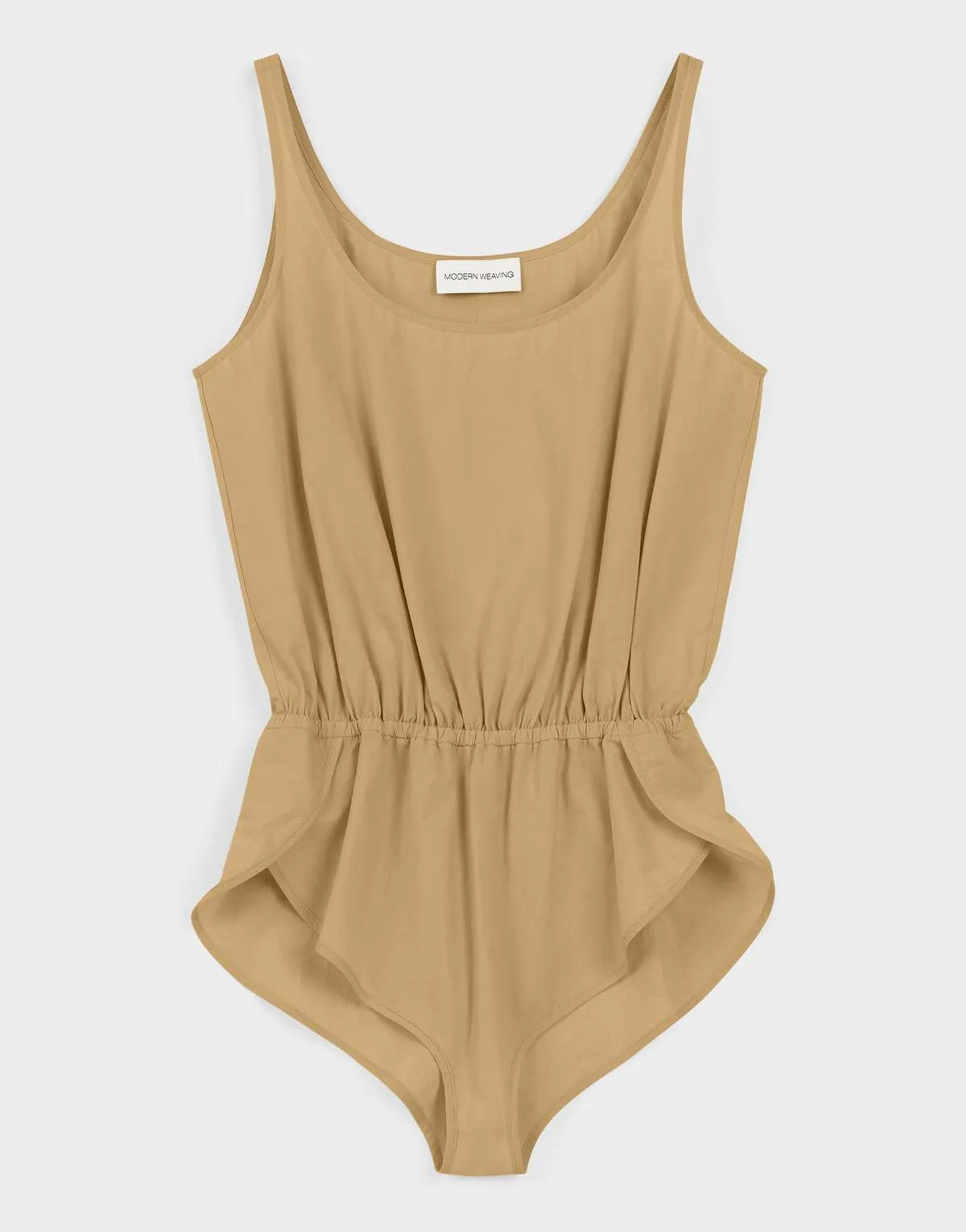 Parchment Poplin Gathered Bodysuit - Khaki 