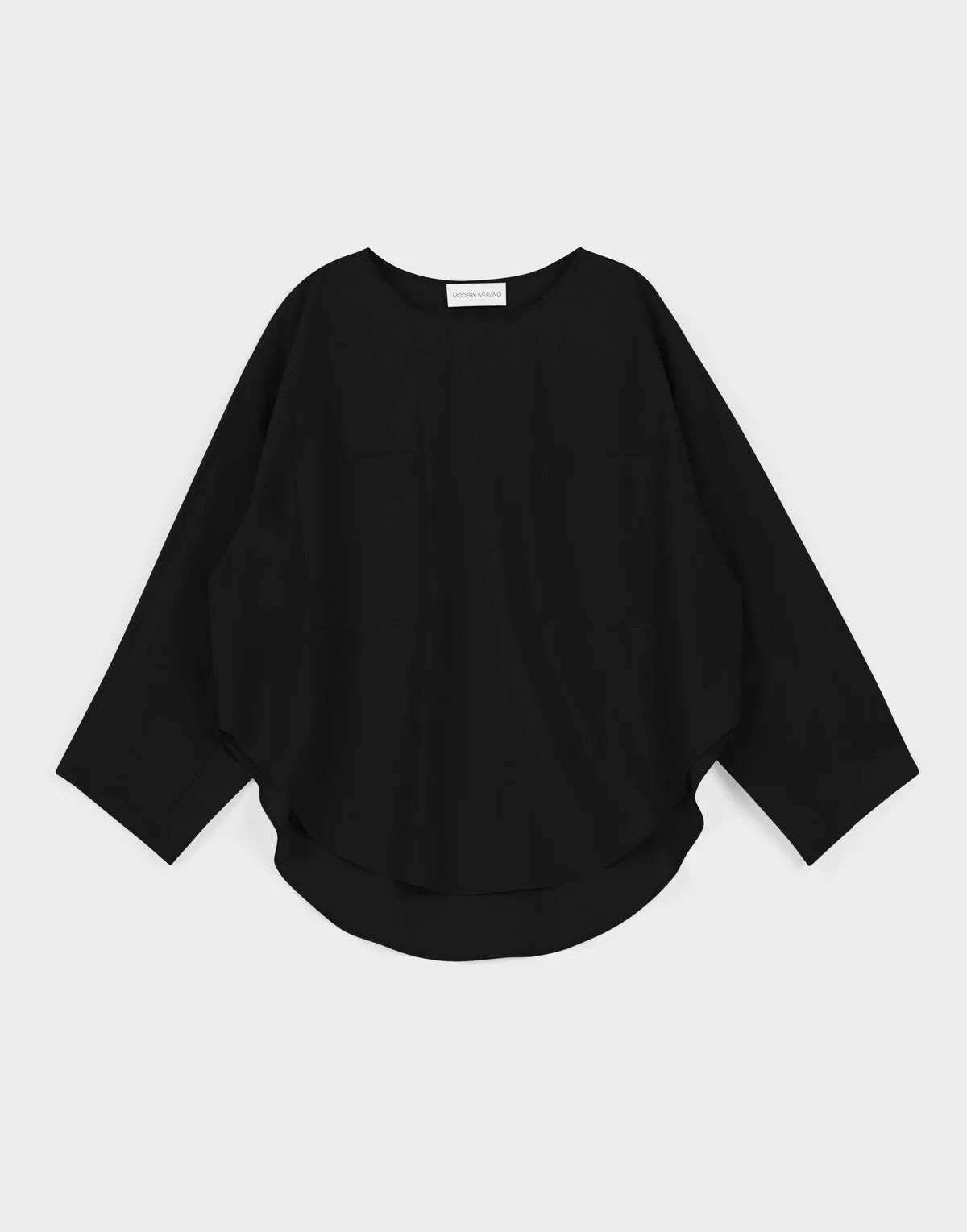 Parchment Poplin Pocket Popover Top - Black