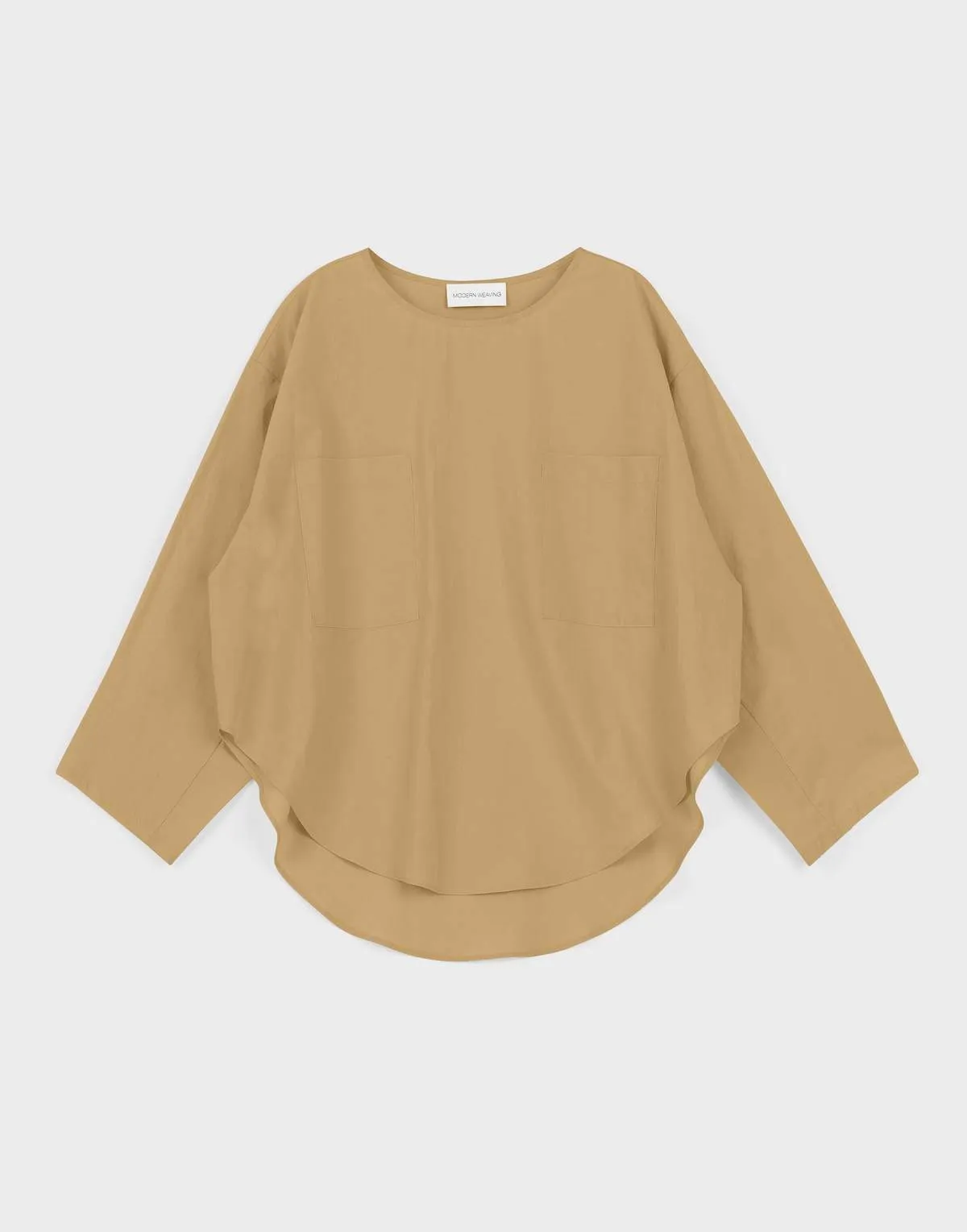 Parchment Poplin Pocket Popover Top - Khaki