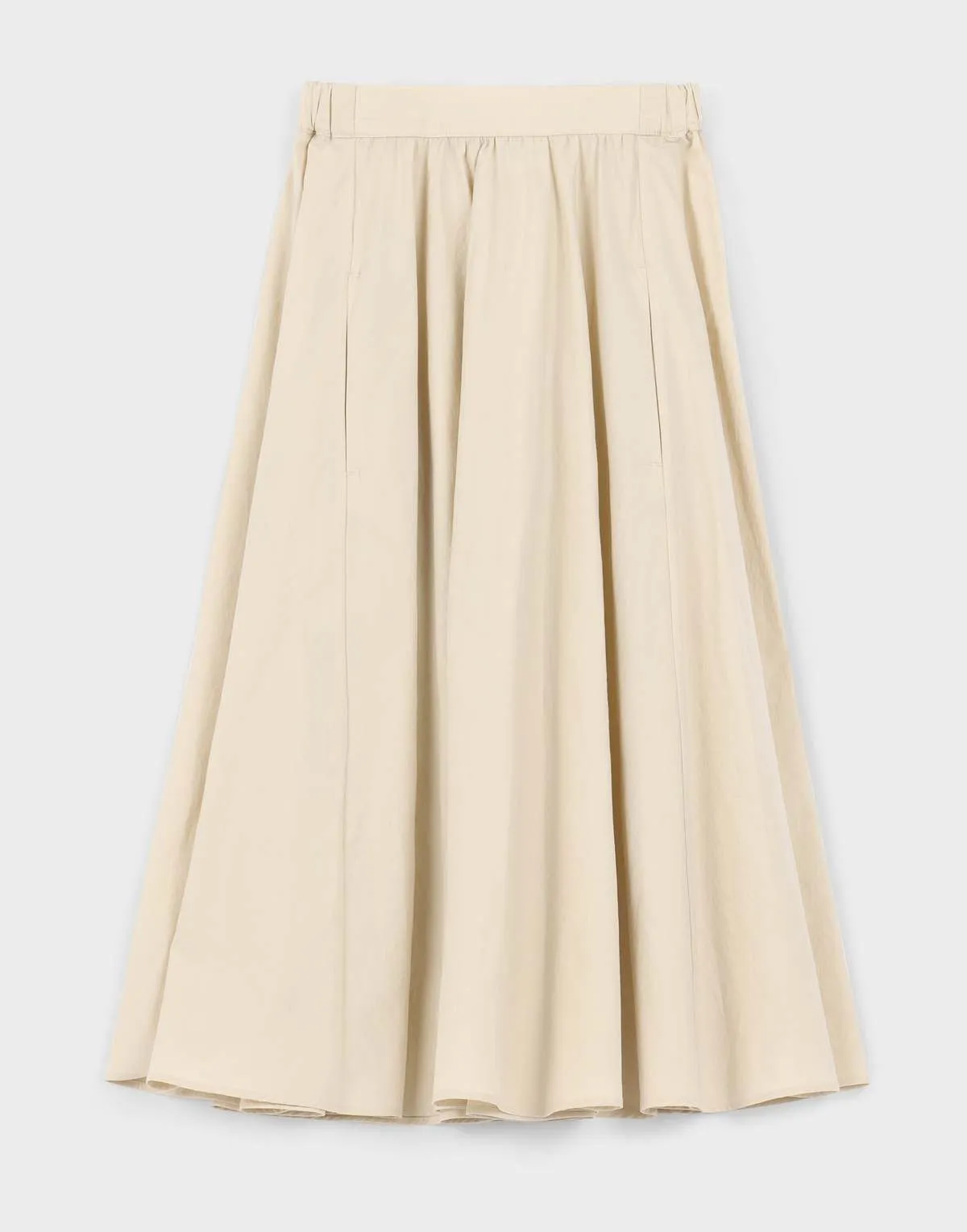 Parchment Poplin Relaxed Circle Skirt - Eggshell