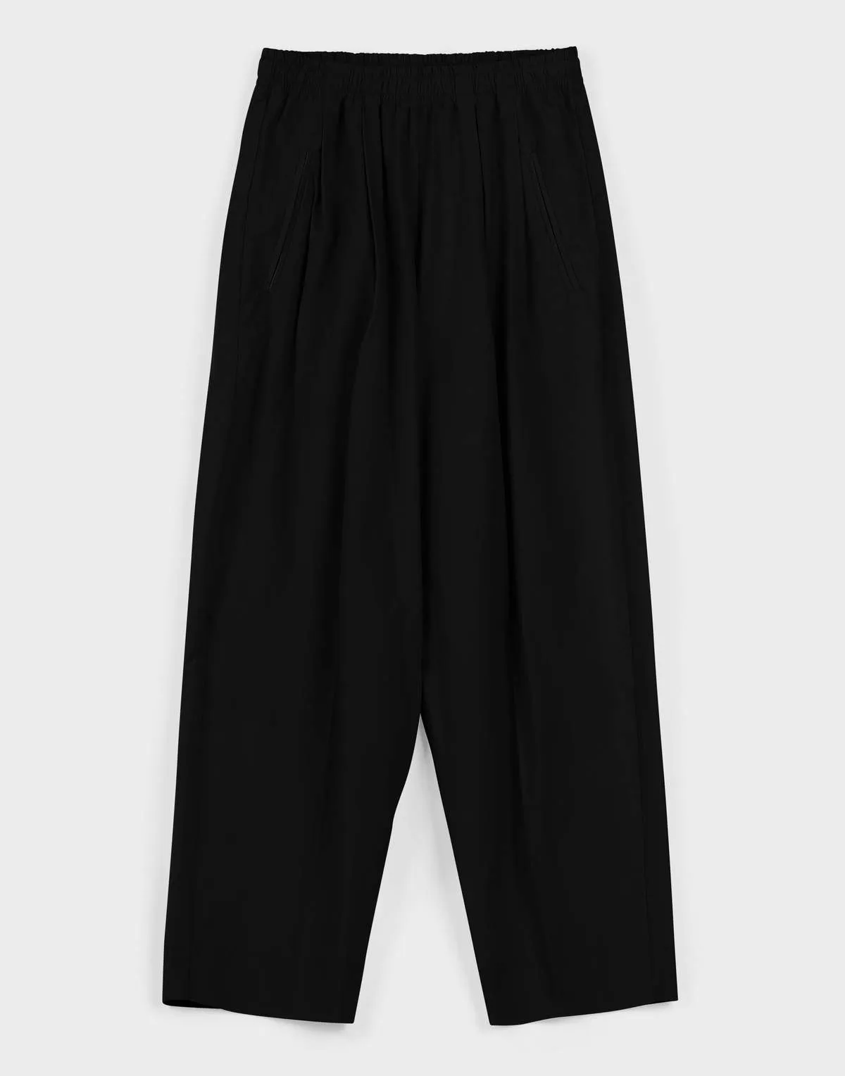 Parchment Poplin Relaxed Lean Trouser - Black