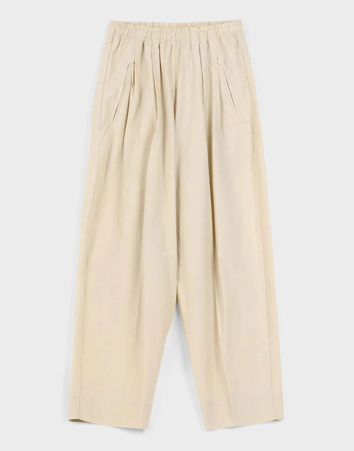 Parchment Poplin Relaxed Lean Trouser - Eggshell