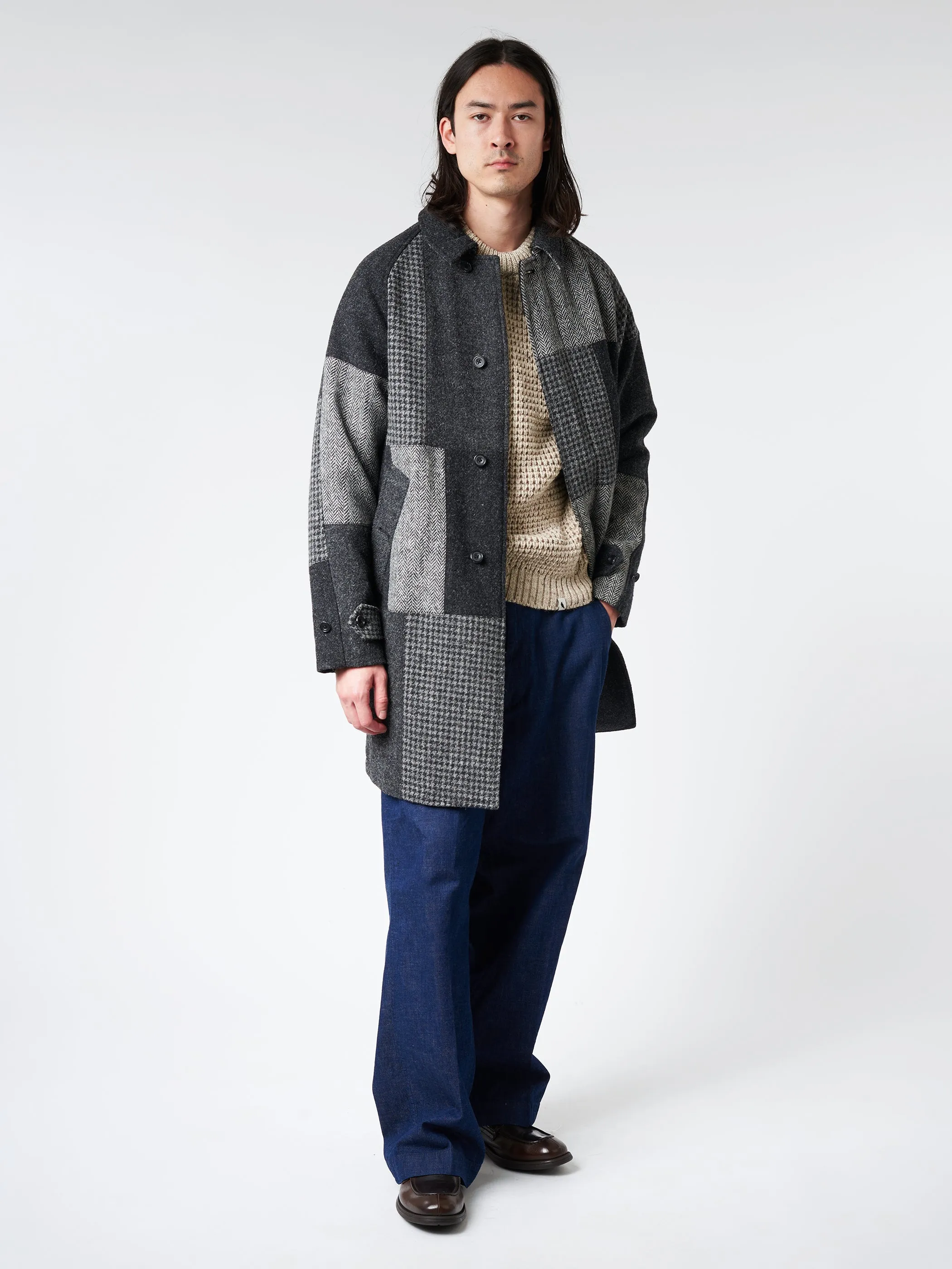 Patchwork Harris Tweed Balmacaan Coat