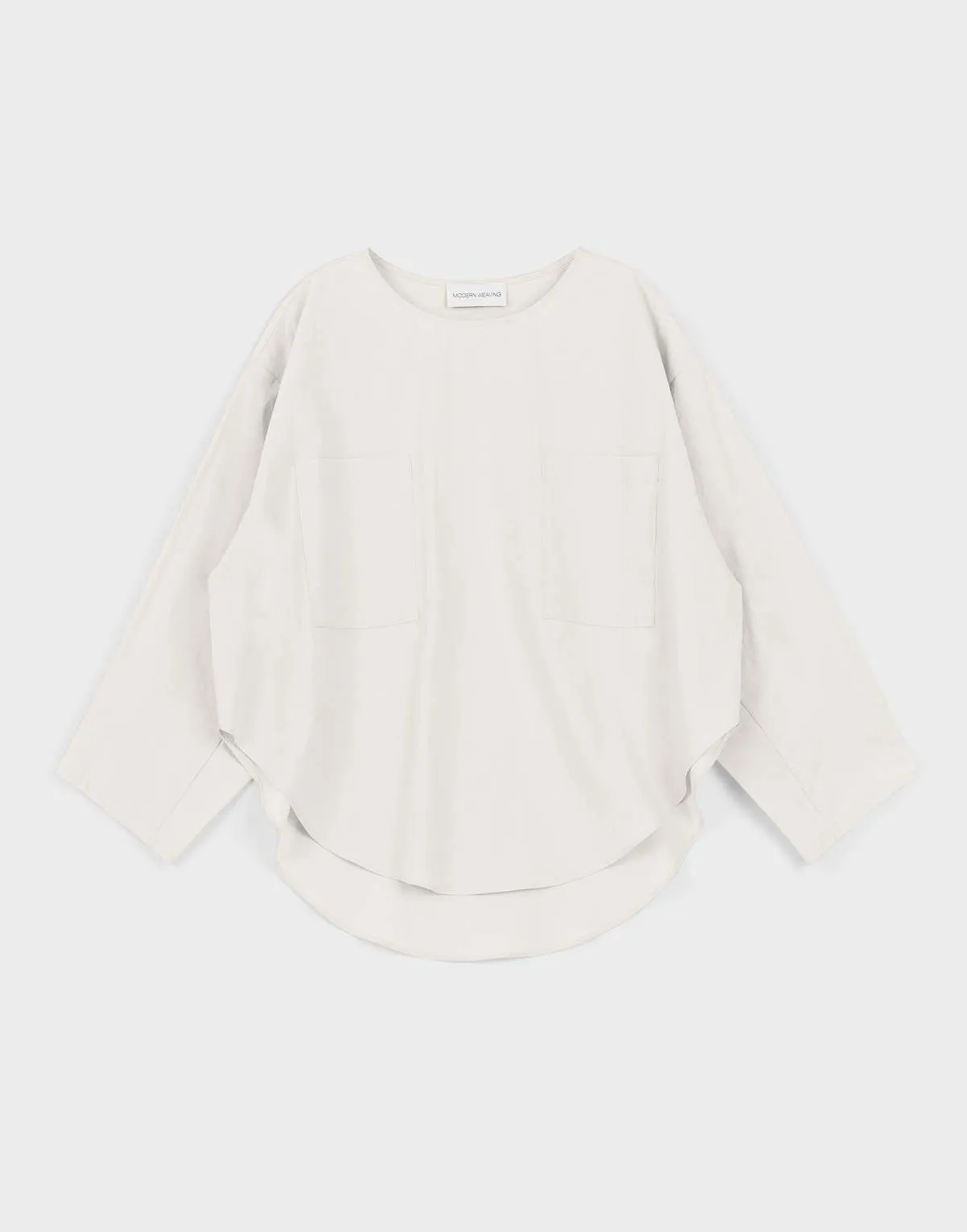 Pocket Popover Top - Off White Parchment Poplin