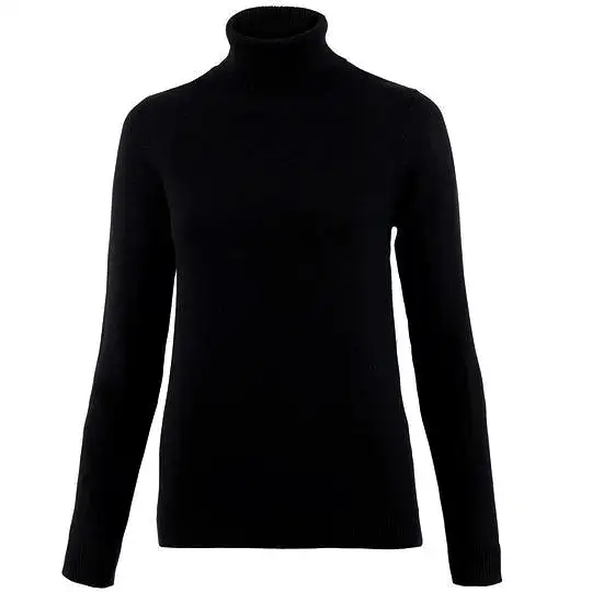 Polo neck black merino