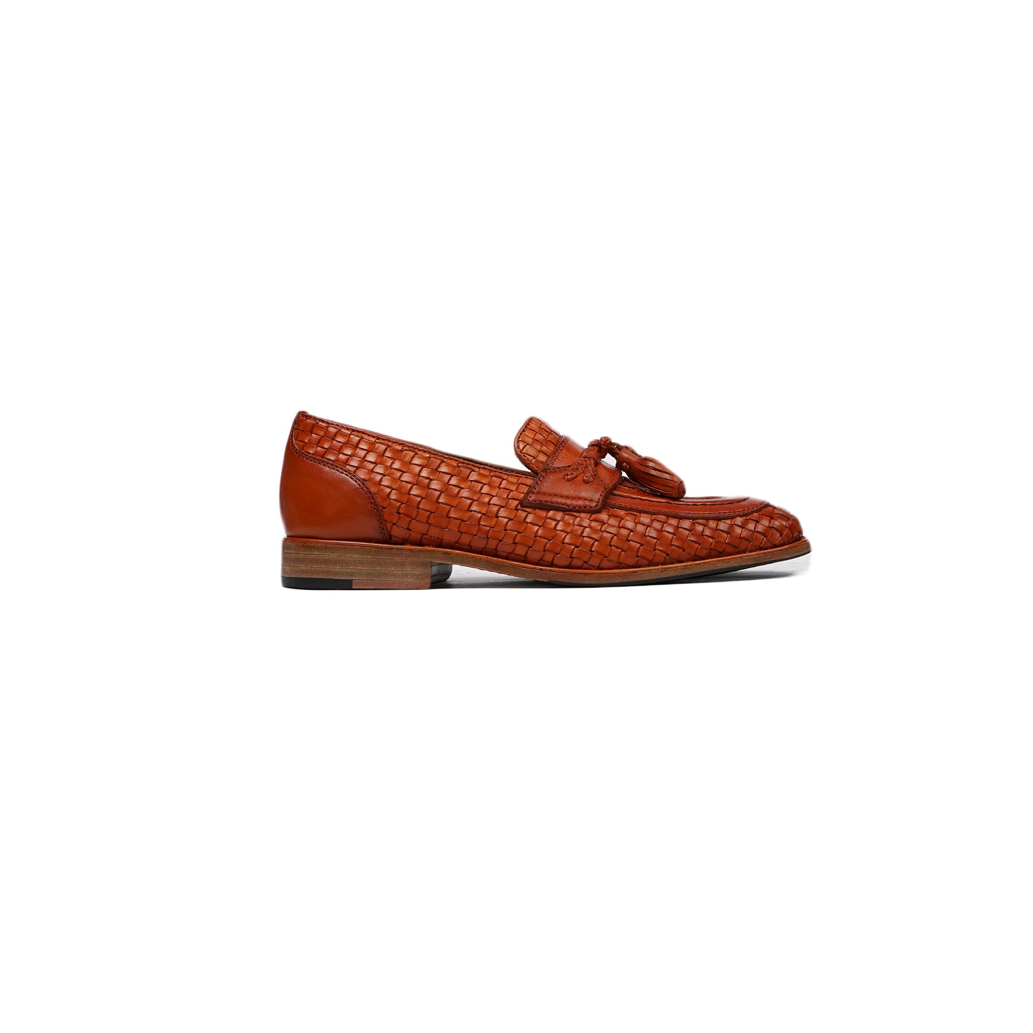 Porto - Kid's Orange Tan Hand Woven Leather Loafer (5-12 Years Old)