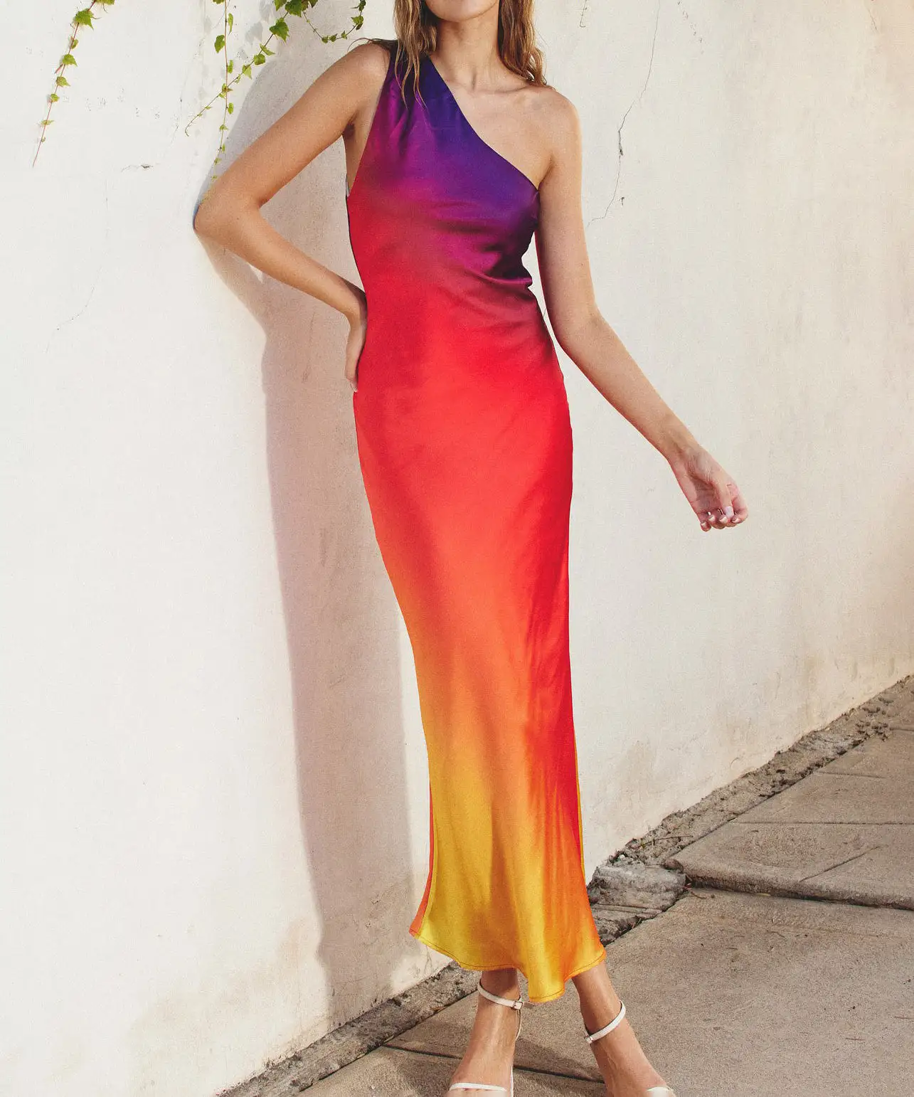 Radiance Ombre One Shoulder Dress - Sunset Cosmo