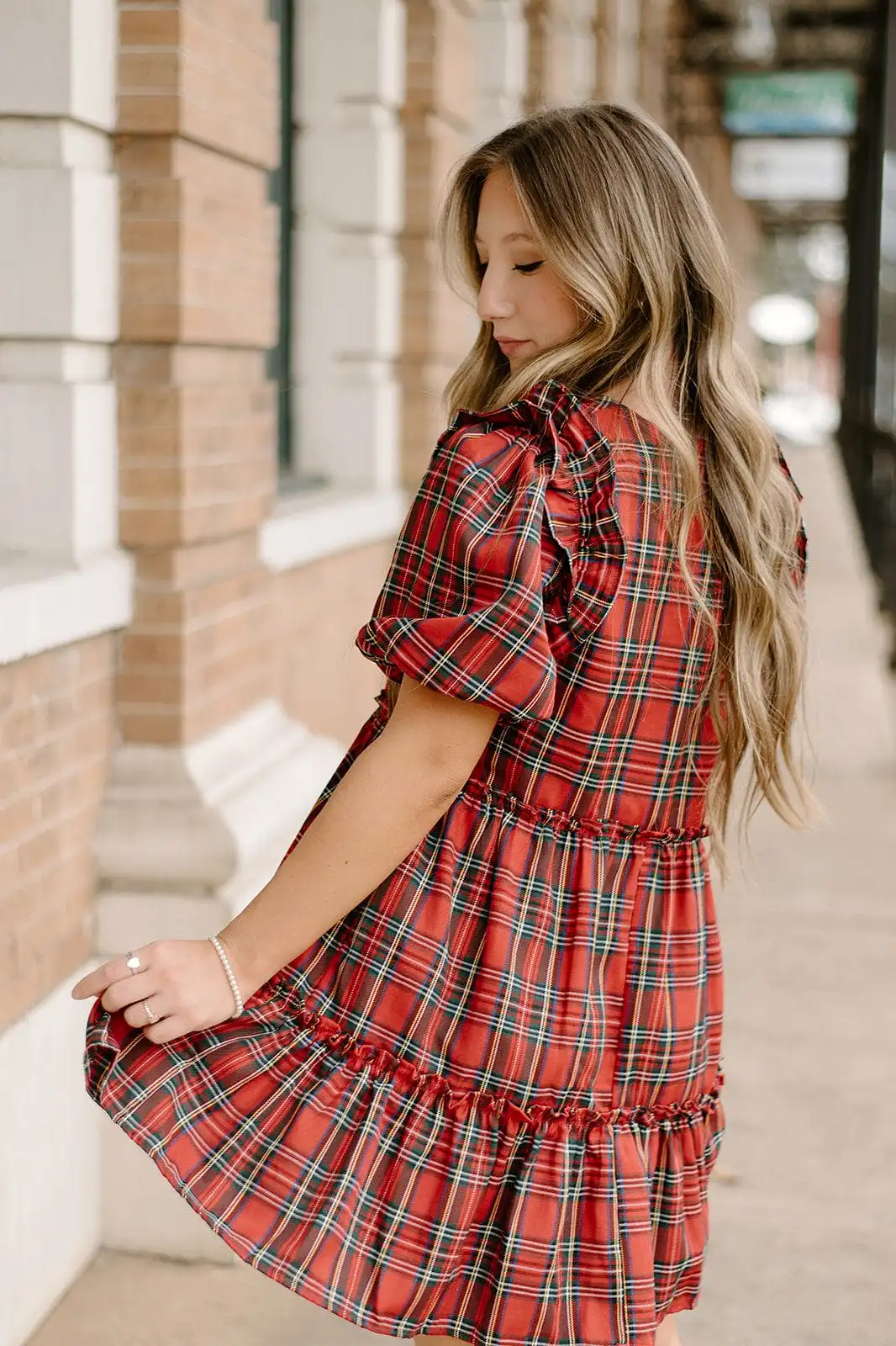 Red Plaid Babydoll Dress