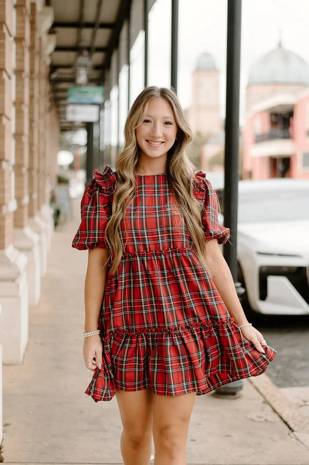 Red Plaid Babydoll Dress