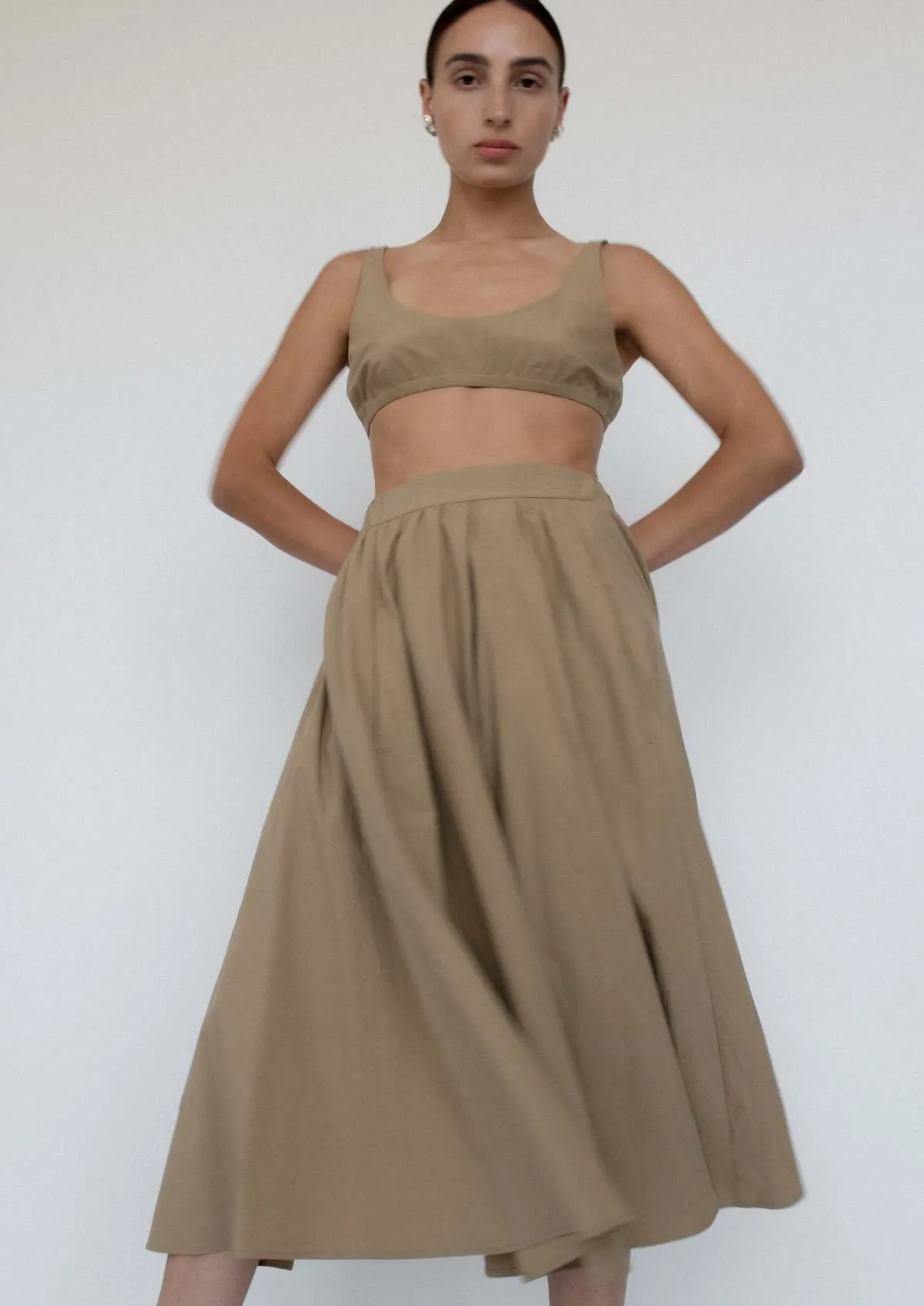 Relaxed Circle Skirt - Khaki Parchment Poplin