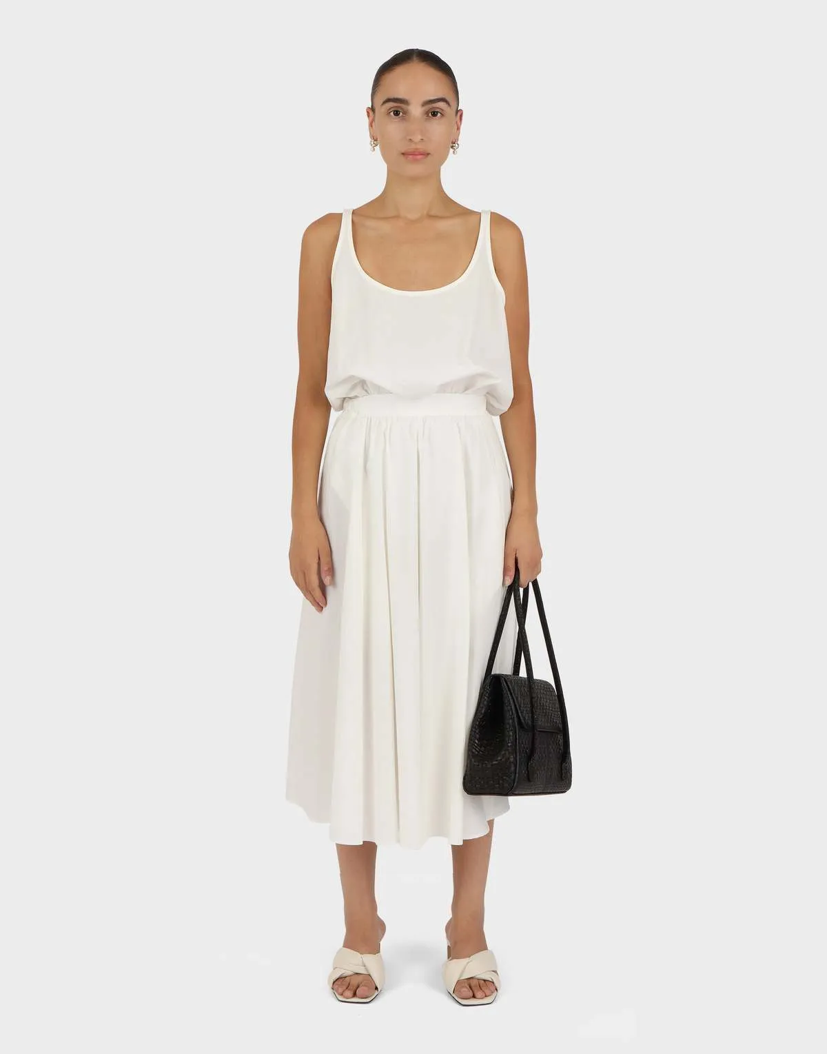 Relaxed Circle Skirt - Off White Parchment Poplin