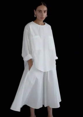 Relaxed Circle Skirt - Off White Parchment Poplin