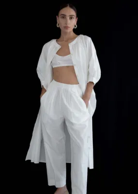 Relaxed Lean Trouser - Off White Parchment Poplin