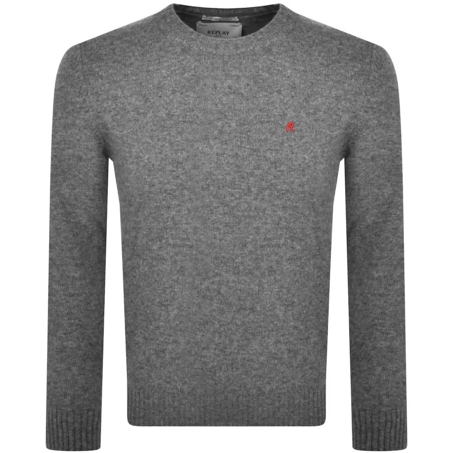 Replay Crew Neck Knit Jumper Grey