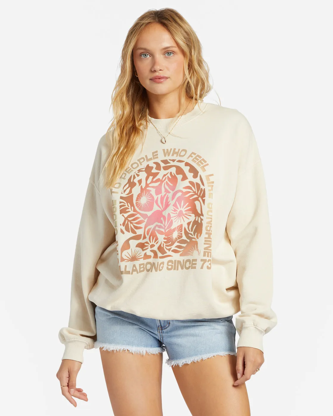 Ride In Oversized Crewneck Sweatshirt - Whitecap