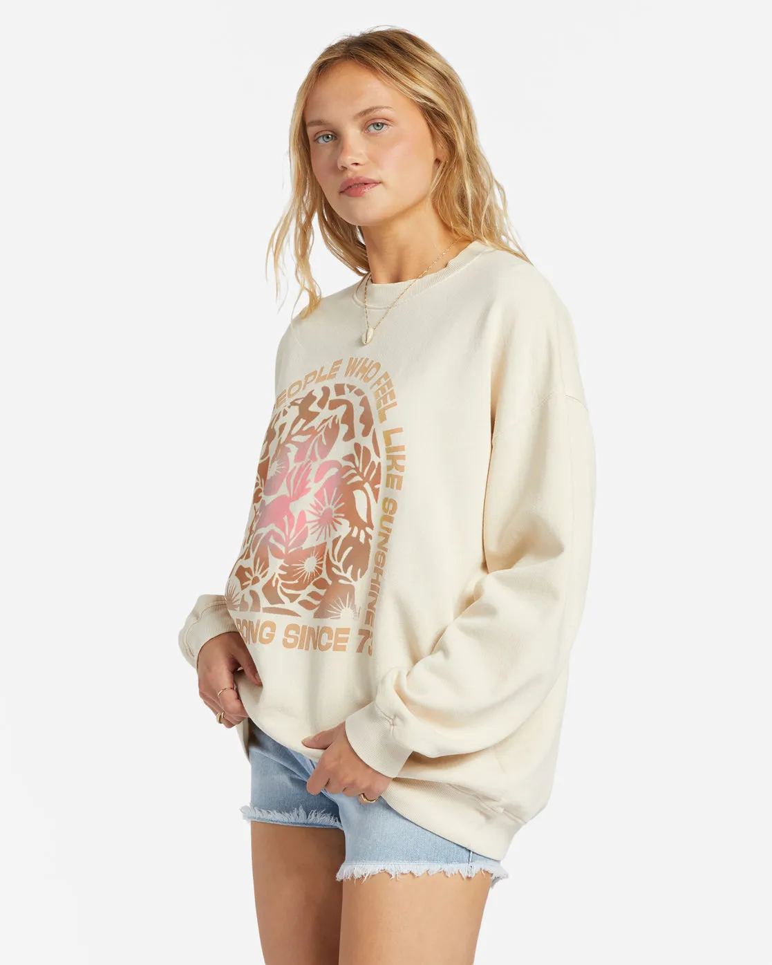 Ride In Oversized Crewneck Sweatshirt - Whitecap