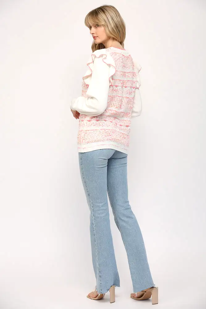 Ruffle Long Sleeve Knitted Top