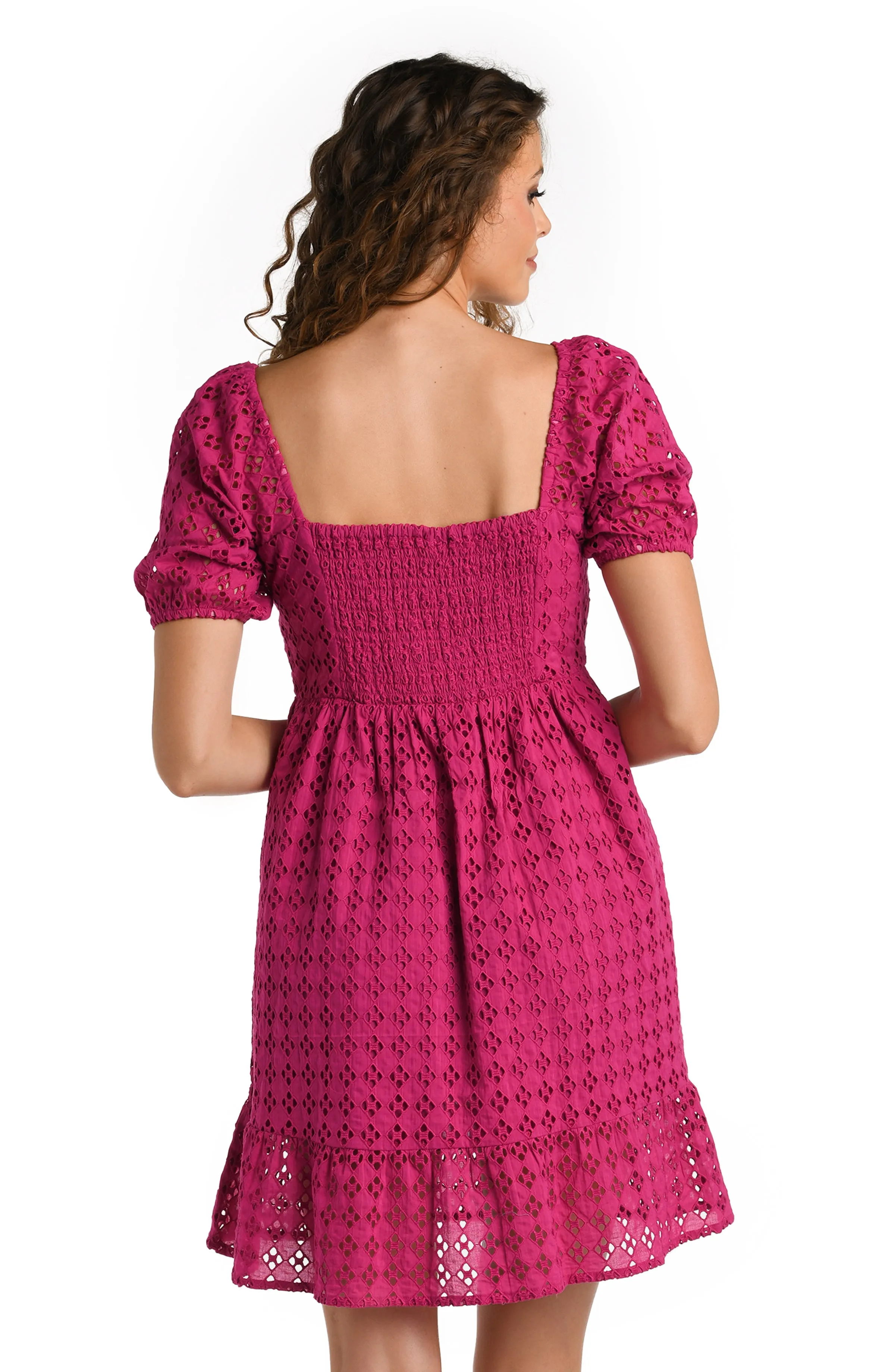 Saltwater Sands Short Sleeve Cover Up Dress - Magenta