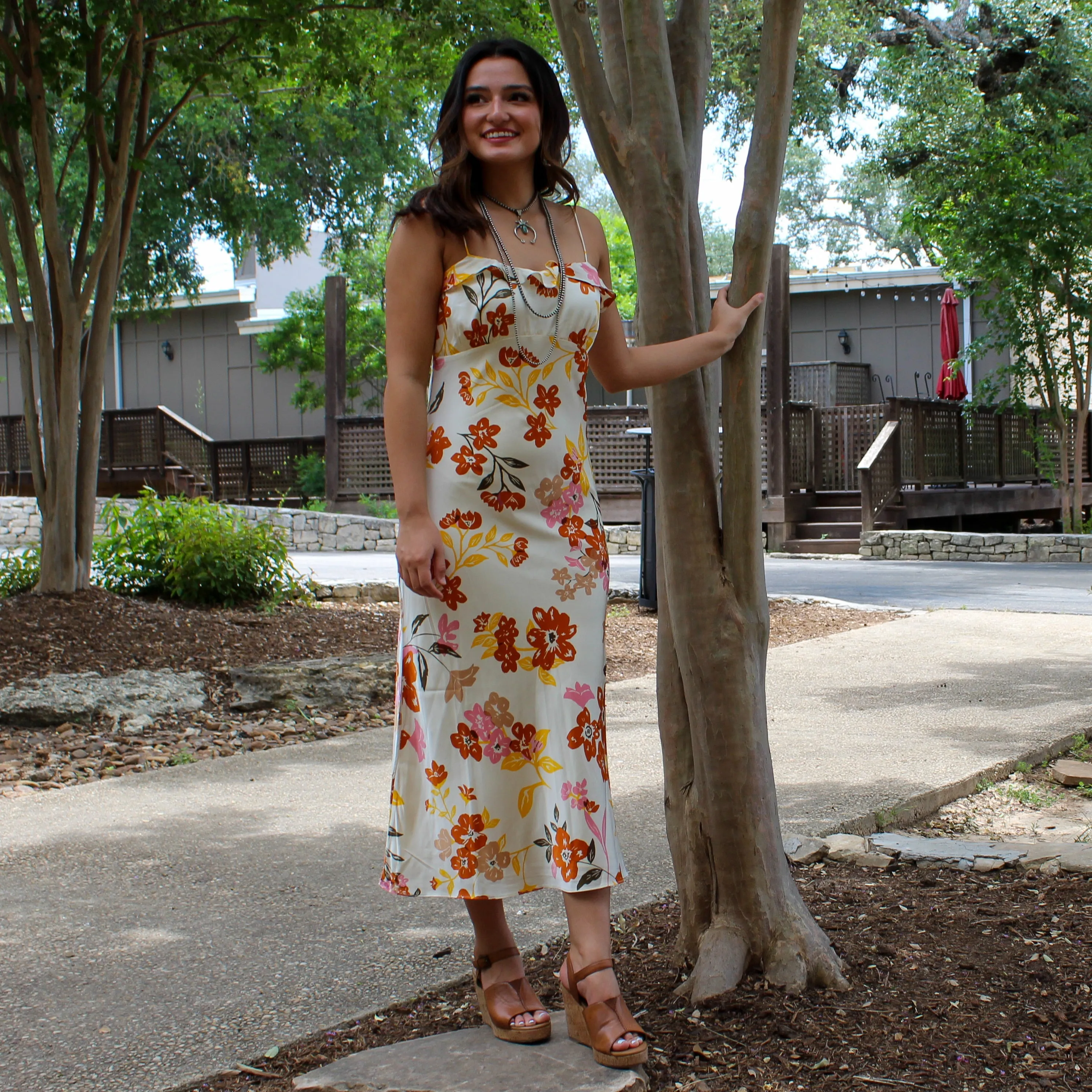 Satin Floral Dress