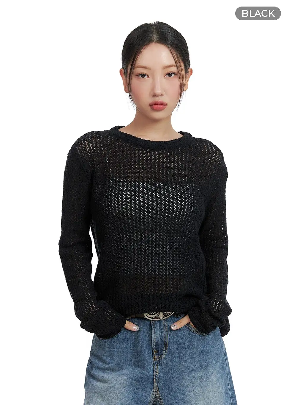 Sheer Mesh Knit Top CA415