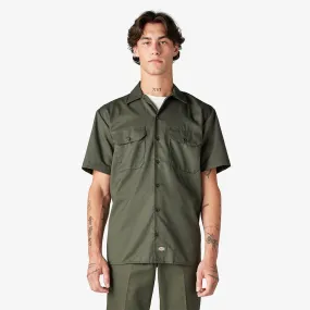 Short Sleeve Flex Twill Work Shirt Olive Green