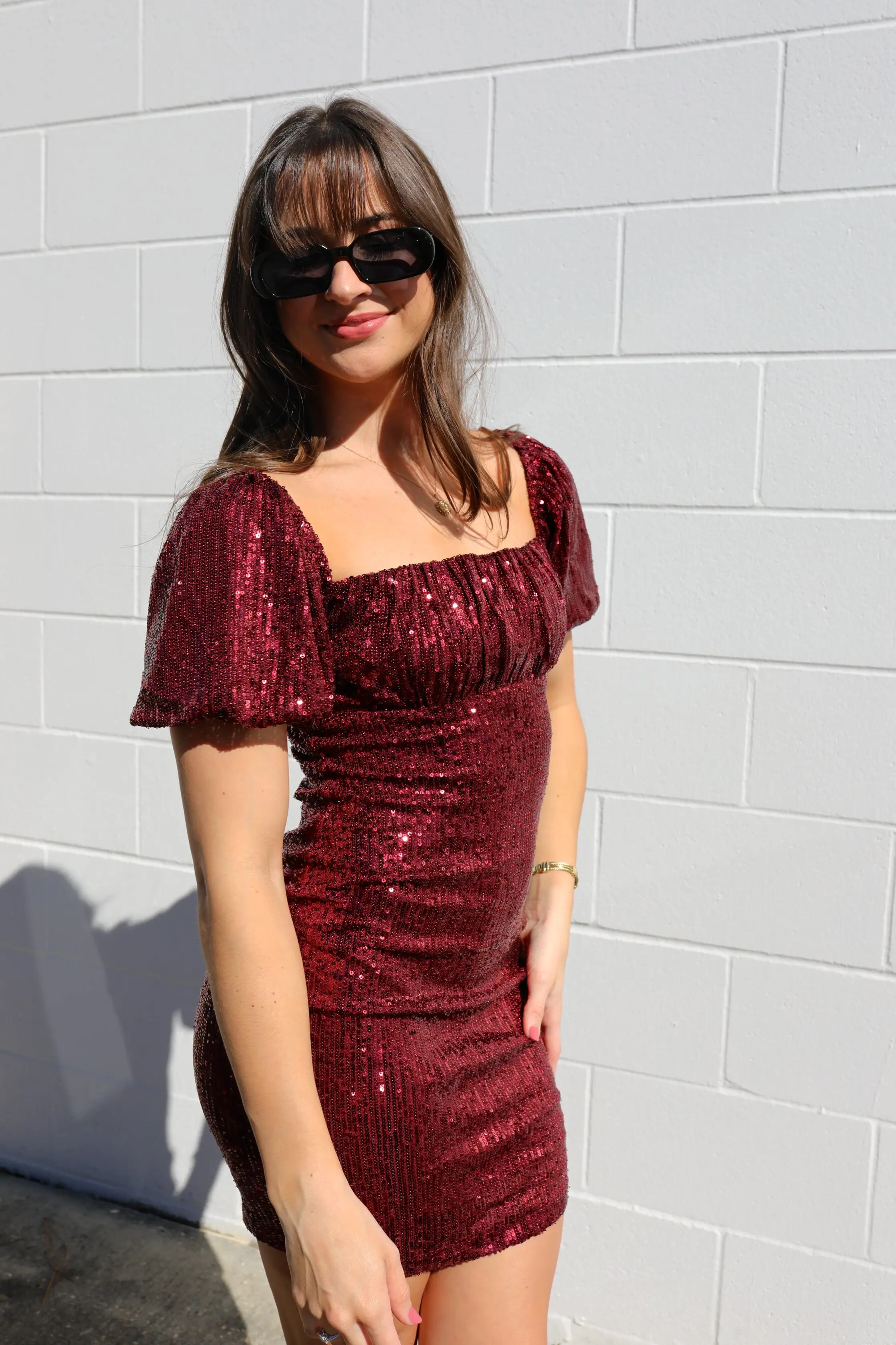 SIZE LARGE Miss Merlot Sequin Dress