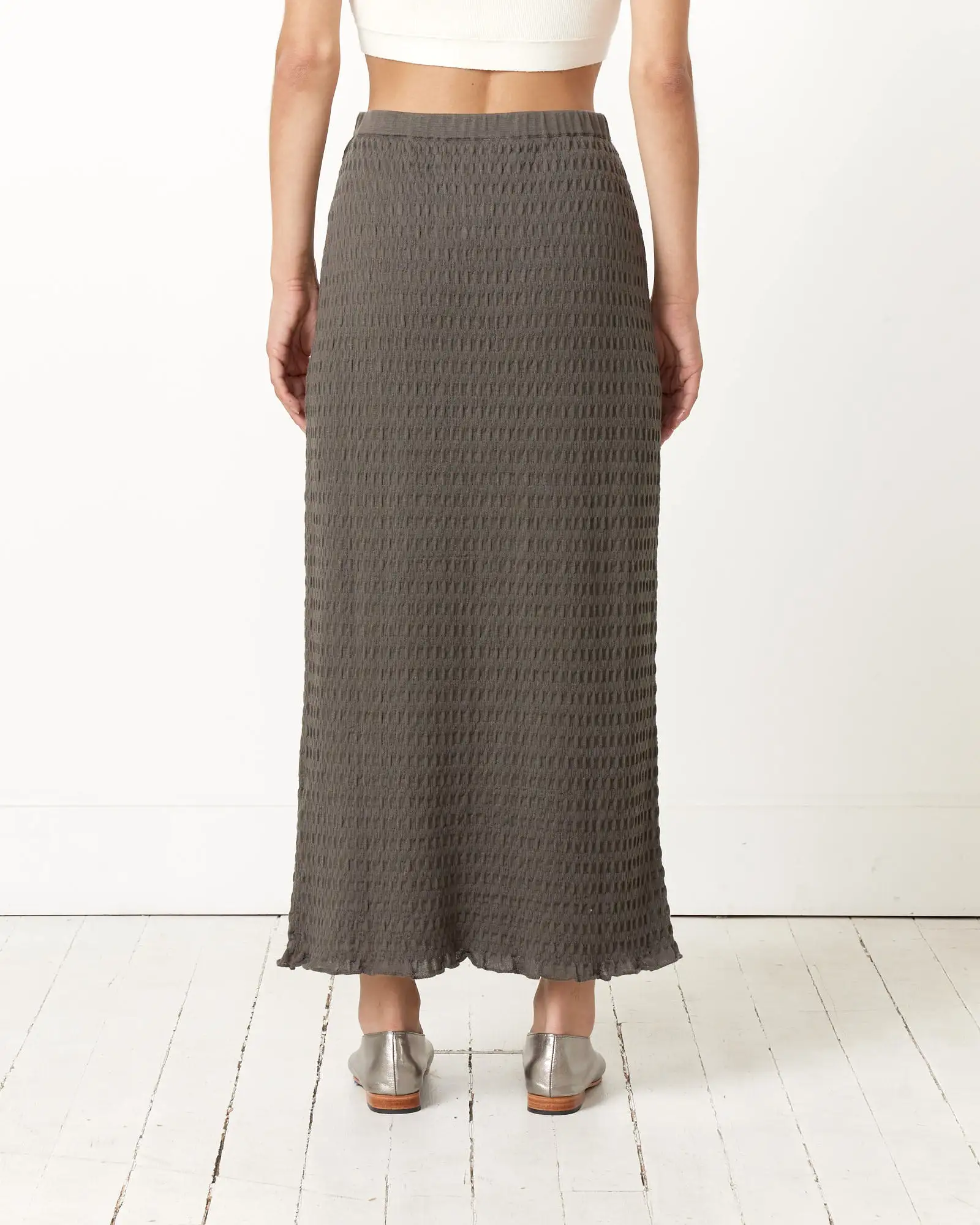 Smocked Skirt in Coal