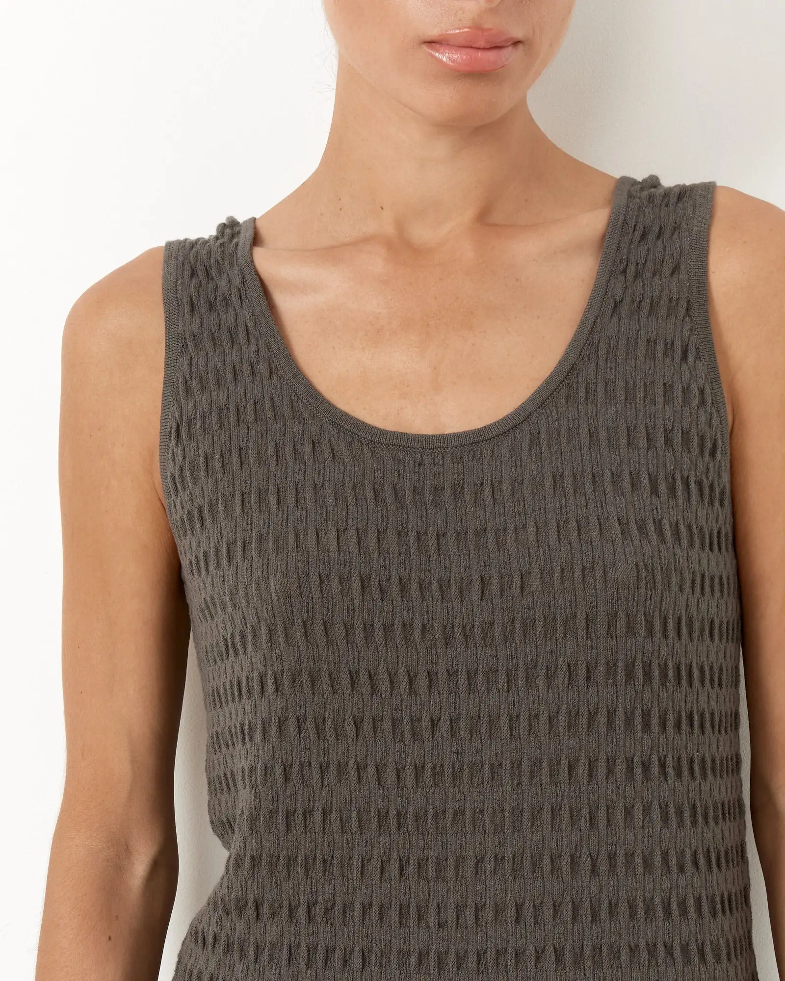 Smocked Tank in Coal