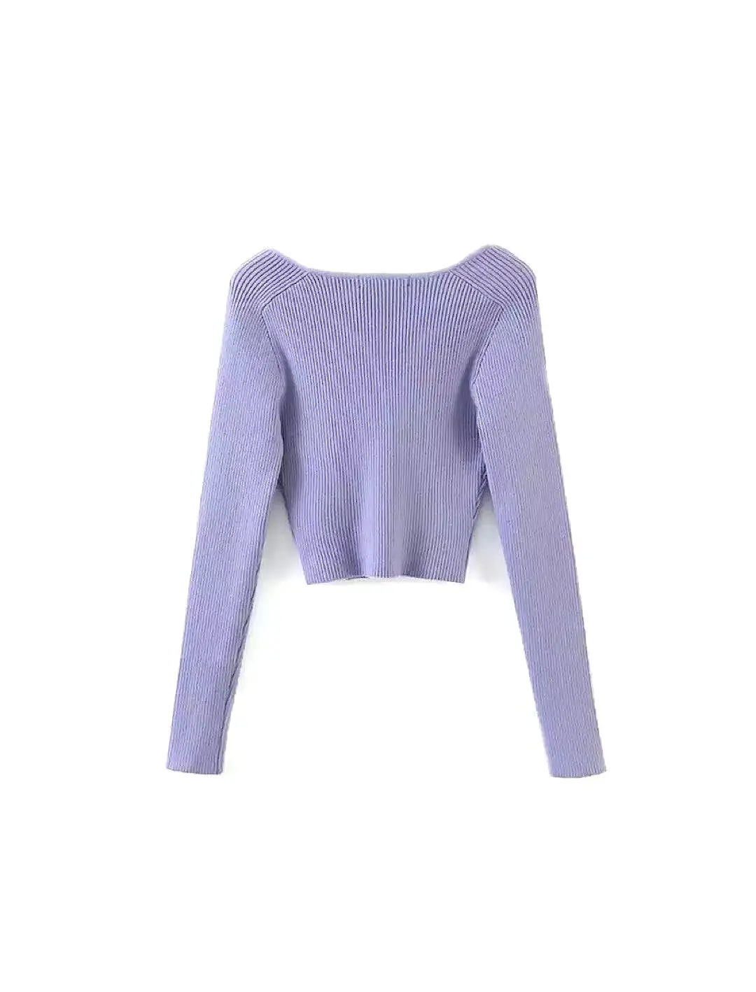 Square Neck Short Knit Pullover Top