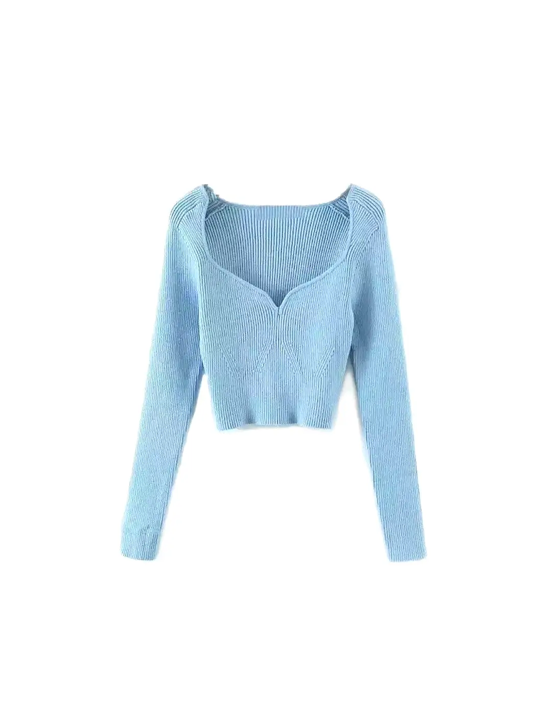 Square Neck Short Knit Pullover Top