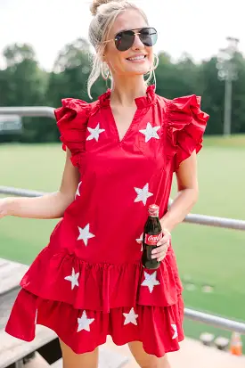 Star Of The Show Crimson red Sequined Dress