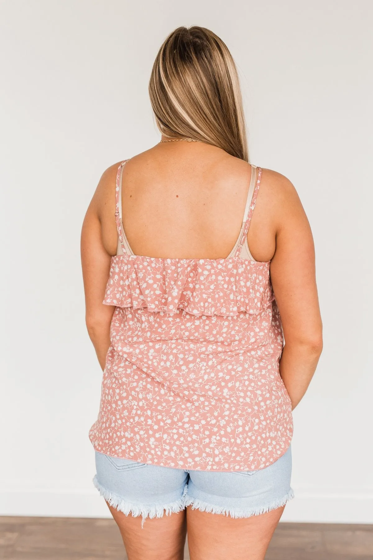 Sweet Like Me Floral Tank Top- Dusty Mauve Pink