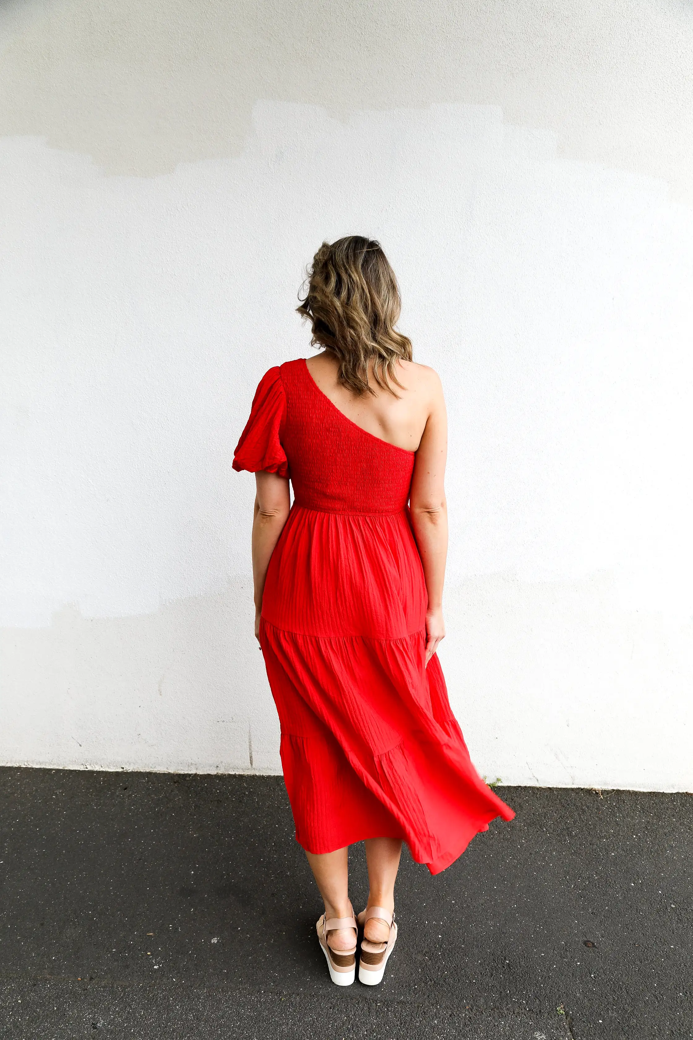 Tarren One Shoulder Dress (Red)