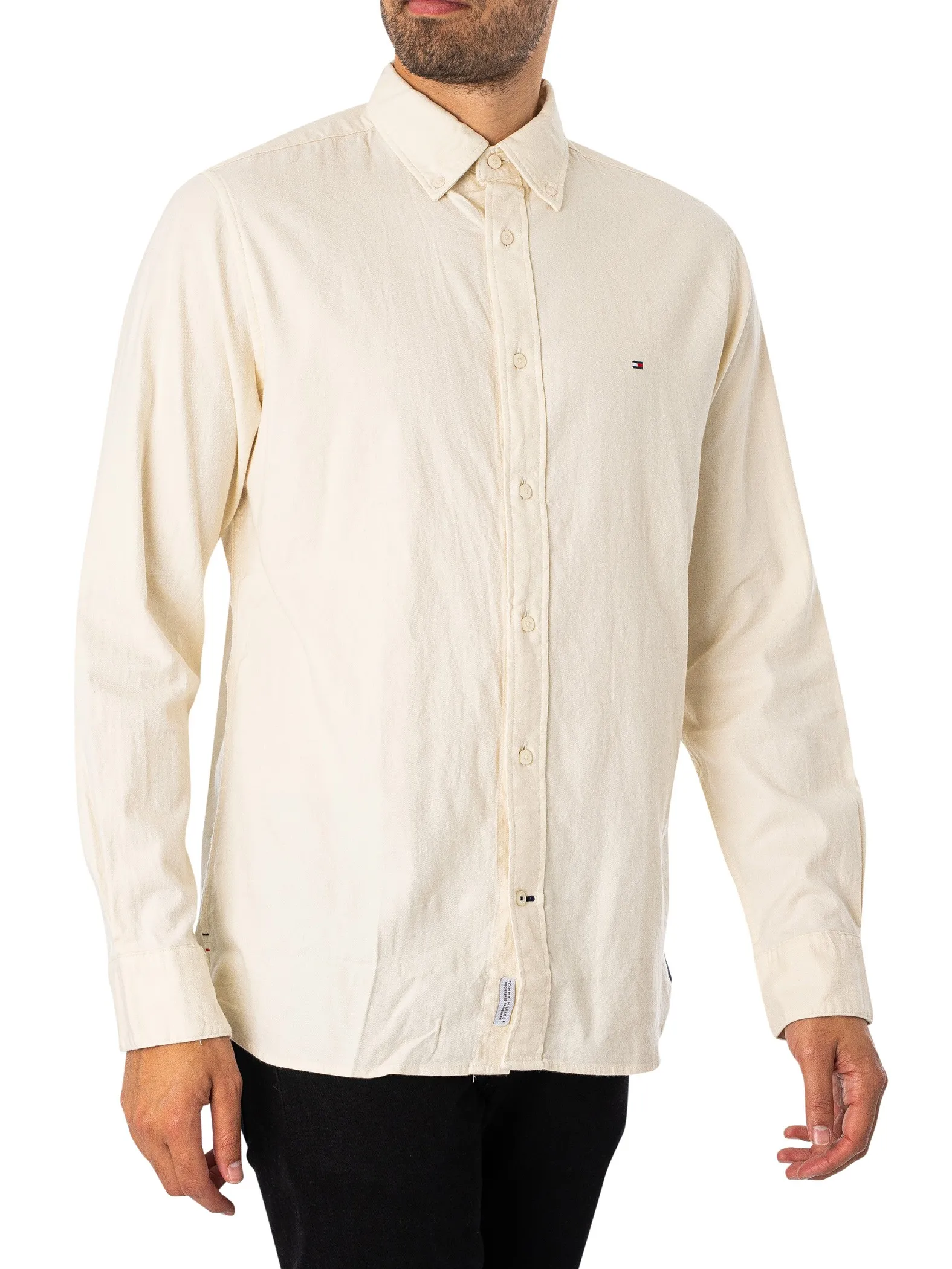 Tommy Hilfiger Flex Brushed Twill Shirt - Ecru