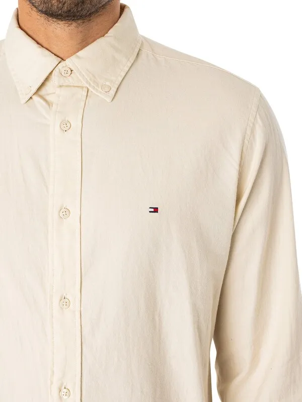 Tommy Hilfiger Flex Brushed Twill Shirt - Ecru