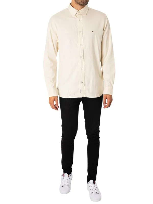 Tommy Hilfiger Flex Brushed Twill Shirt - Ecru