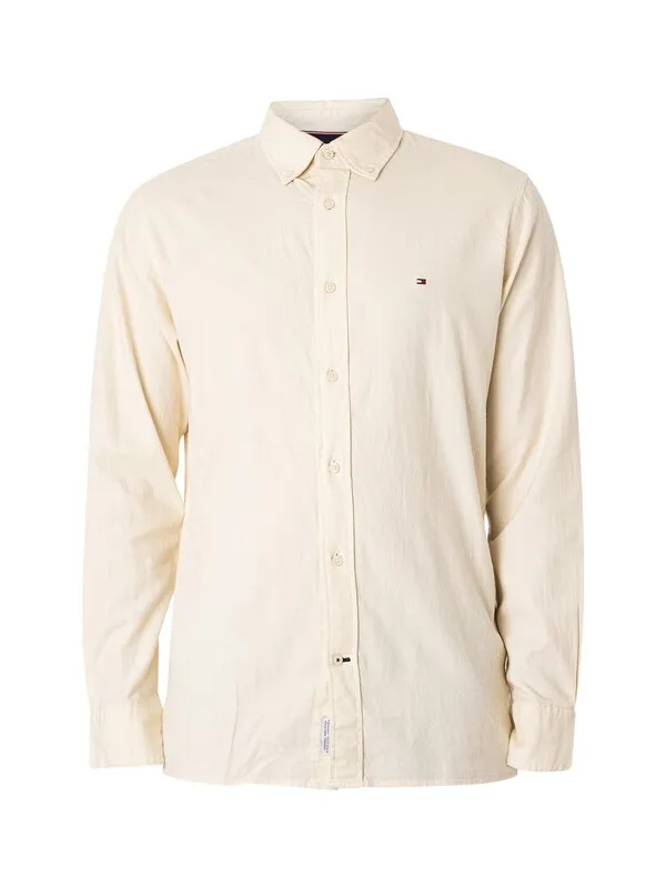 Tommy Hilfiger Flex Brushed Twill Shirt - Ecru