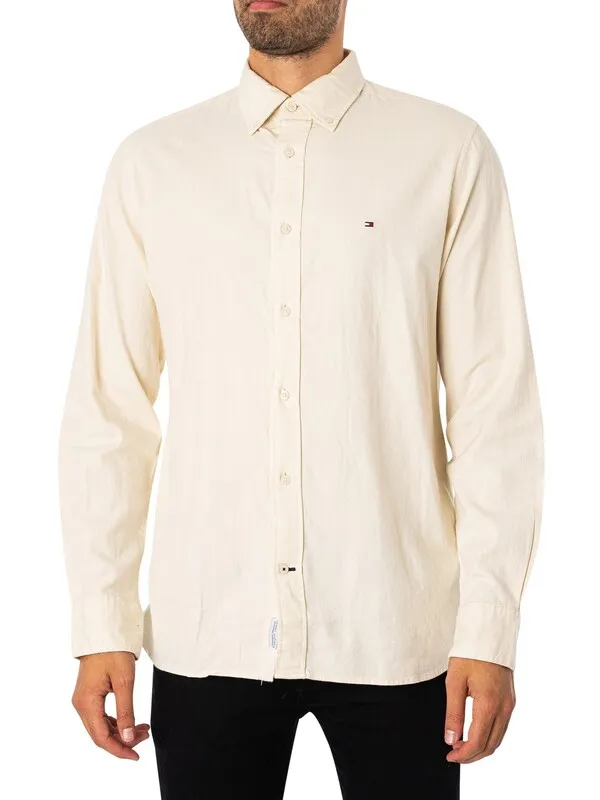 Tommy Hilfiger Flex Brushed Twill Shirt - Ecru