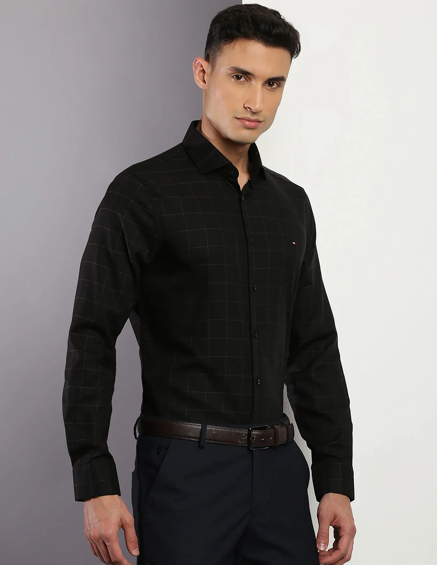 Tommy Hilfiger Flex Twill Check Slim Fit Shirt